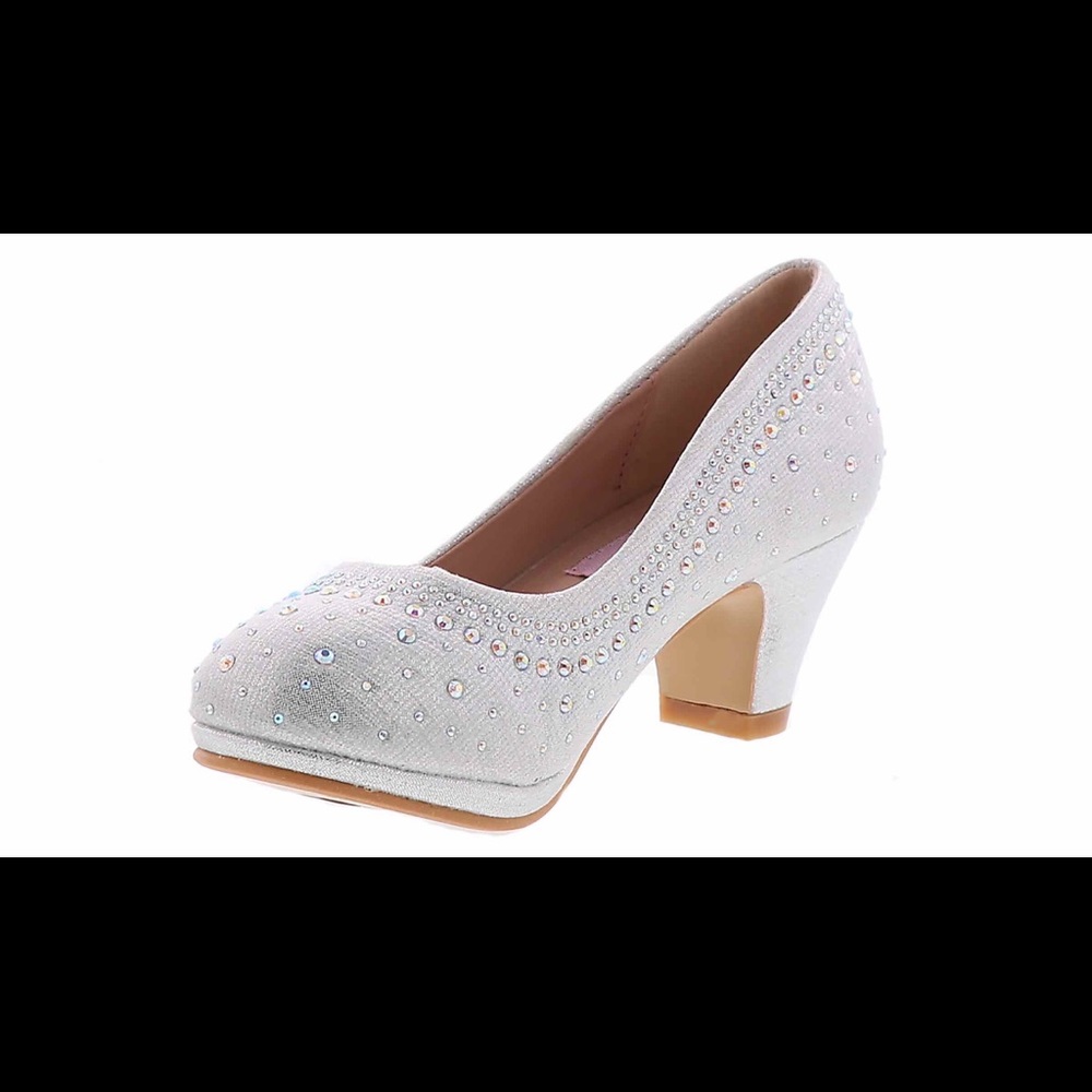 Nanette Lepore girls silver rhinestone dress heels - Size 9
